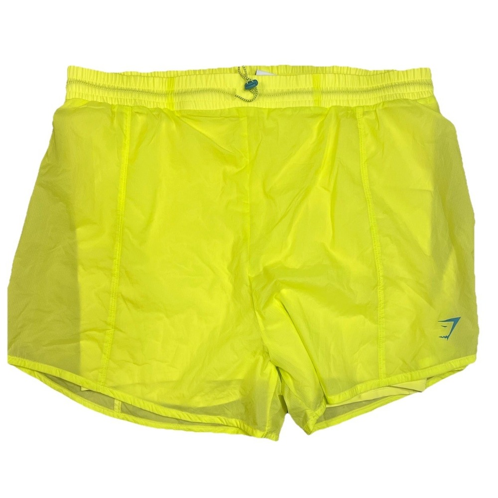 Gymshark Women's XXL Running Shorts Neon Yellow Double Layer Athletic B1A4X